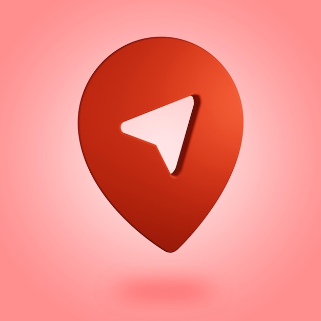 3D colorful location icon isolated on red background with shadow 3D rendering.