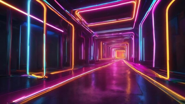 3d colorful neon light trail background