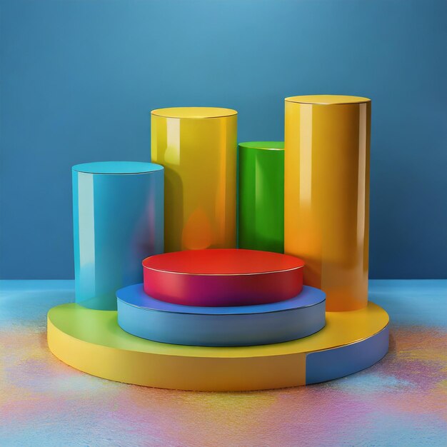 3d colorful podiums for products Ai Generated