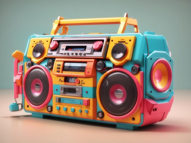 3D Colorful retro Boombox