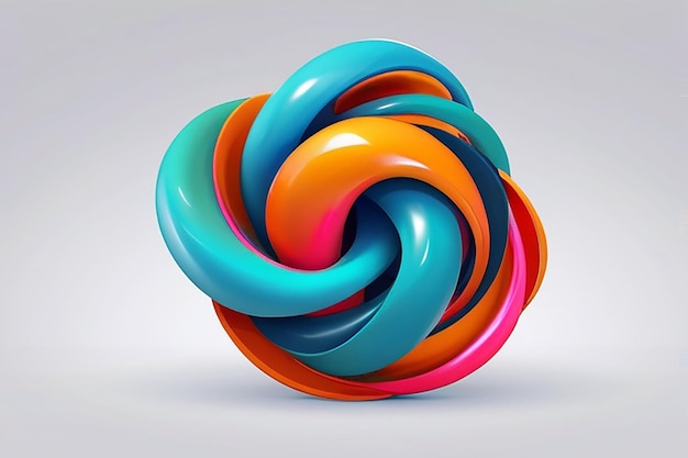 3D colorful twisted circle Liquid geometric shapes Abstract vector design elemen