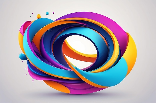 3D colorful twisted circle Liquid geometric shapes Abstract vector design elemen