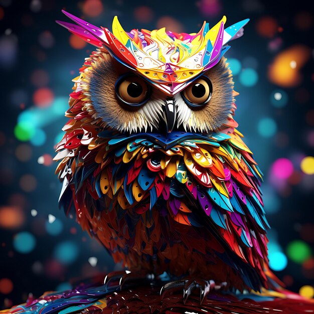 Photo 3d colorful vibrant owl background