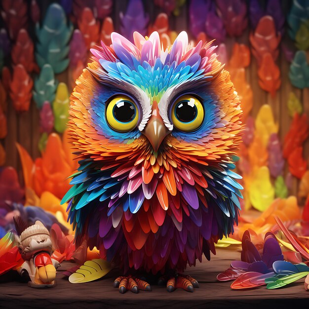 3D Colorful Vibrant Owl Background