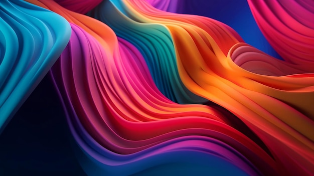 3D colorful and wavy Satin Background Blue pink and orange colors