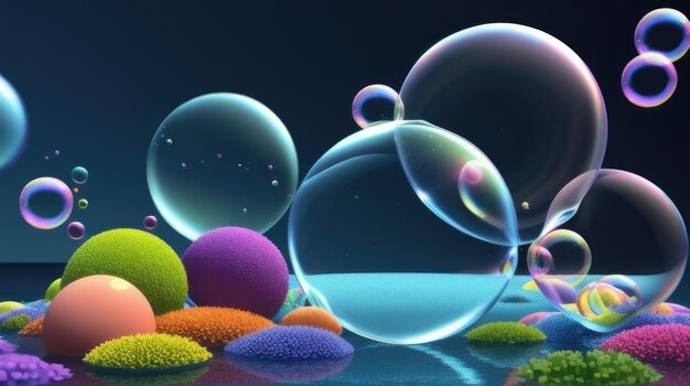 3D-композиция с цветными мыльными пузырьками