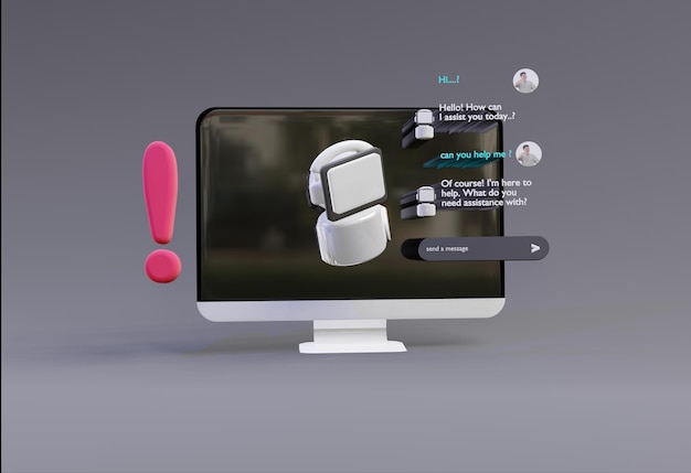 3D-computer AI Robot Chatbot Web UIUX SOFTWARE programmering algoritmen 3D-rendering illustratie