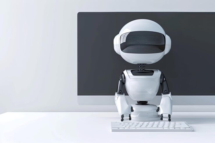 Photo 3d computer ai robot chatbot web uiux software programming algorithms 3d rendering illustration