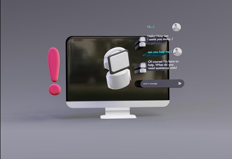 Photo 3d computer ai robot chatbot web uiux software programming algorithms 3d rendering illustration