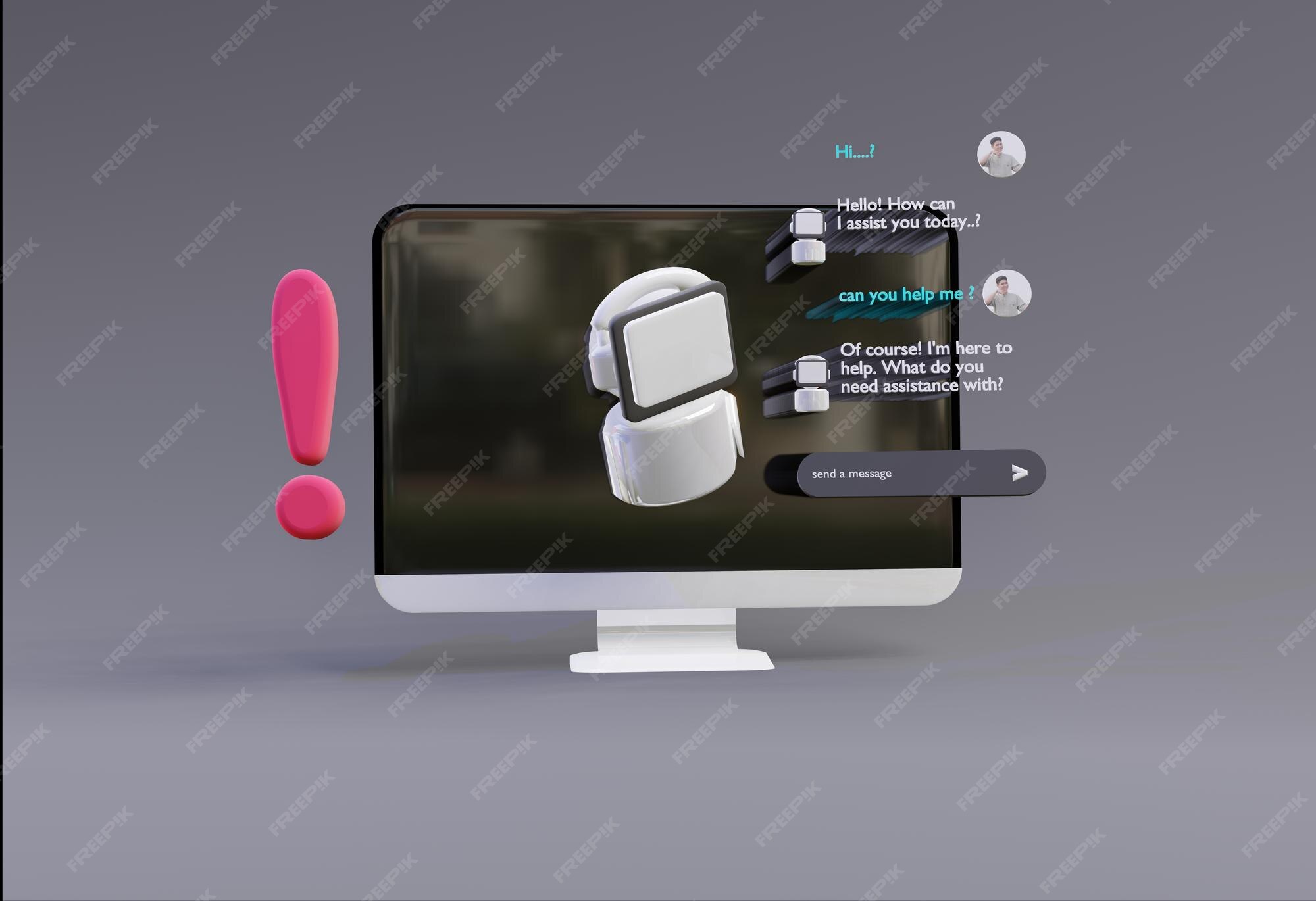Premium Photo | 3d computer ai robot chatbot web uiux software ...