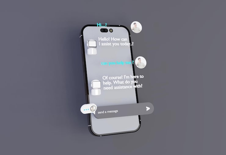 Photo 3d 電腦 ai 機器人 chatbot 網頁 uiux 軟件編程算法 3d 渲染插圖