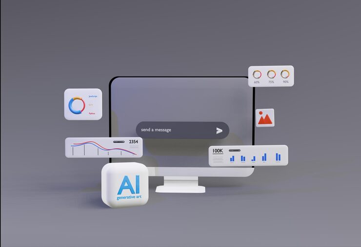 Photo 3d computer ai robot chatbot web uiux software programming algorithms 3d rendering illustration