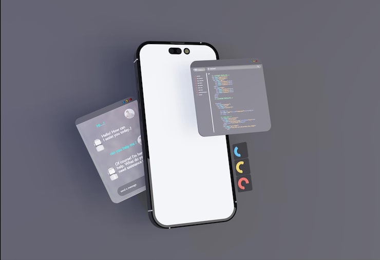 Photo 3d 電腦 ai 機器人 chatbot 網頁 uiux 軟件編程算法 3d 渲染插圖