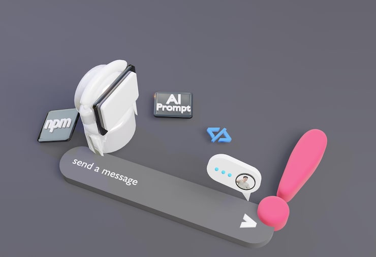 Photo 3d computer ai robot chatbot web uiux software programming algorithms 3d rendering illustration