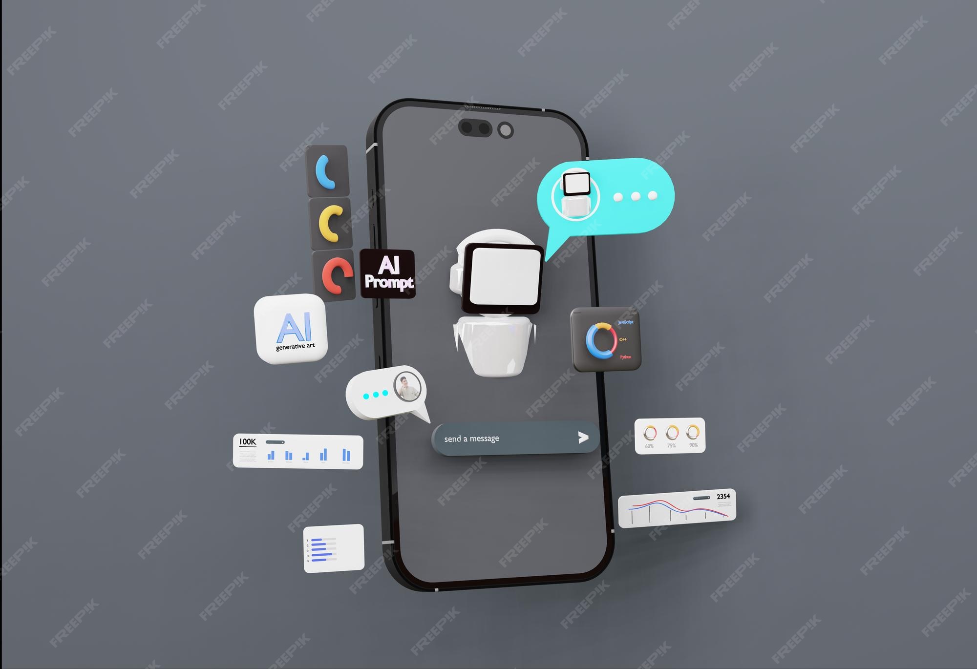 Premium Photo | 3d computer ai robot chatbot web uiux software ...