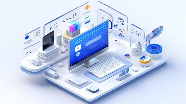 3d computer isometric rendering design