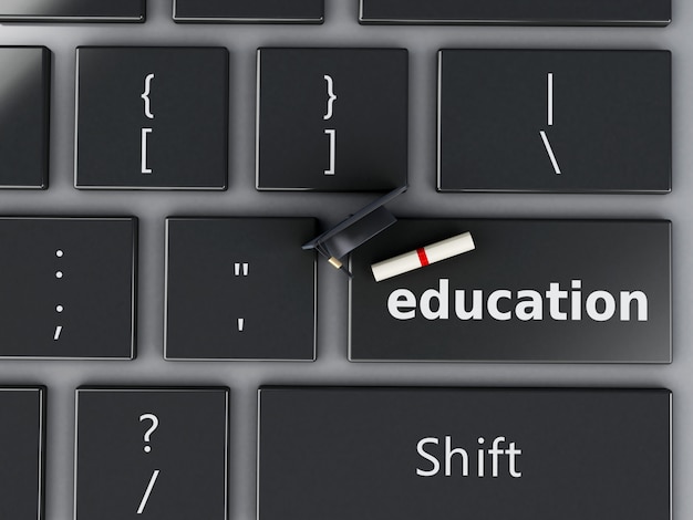 3d Computer keyboard. Education concept.