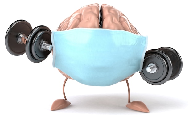 마스크와 뇌의 3D 개념