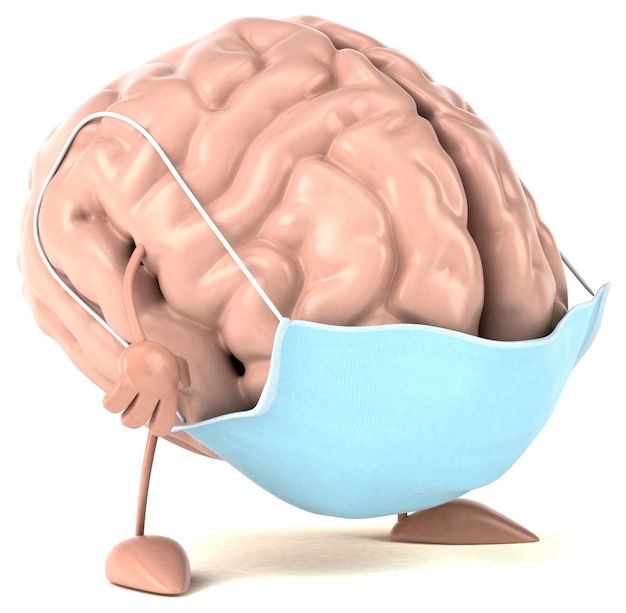 3D concept of a brain with a mask