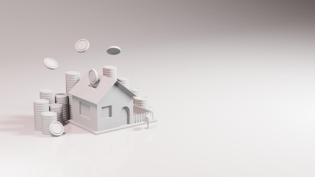 3d concept for the design of mortgage lending renting a house buying and selling real estate