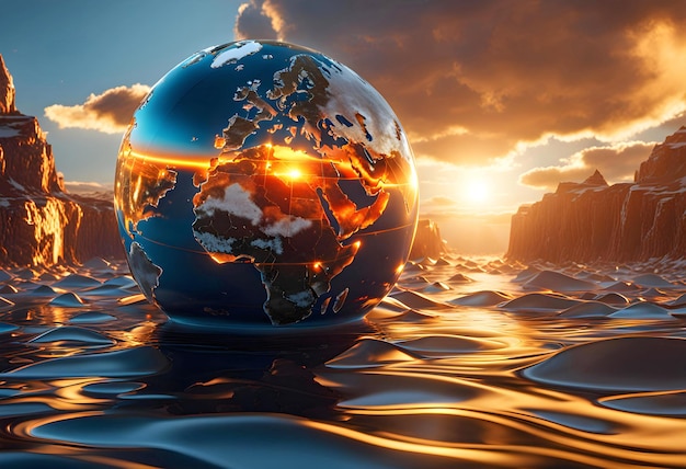 3D-концепция глобального потепления климата Экология защиты окружающей среды