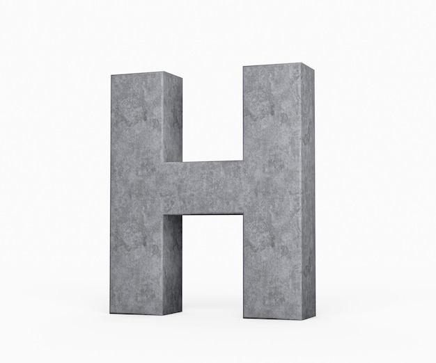 3d Concrete Capital Letter H Alphabet H Made Of Grey Concrete Stone White Background 3d Illustration