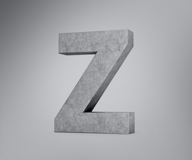 3d Concrete Capital Letter Z Alphabet Z Made Of Grey Concrete Stone Grey Background 3d Illustration