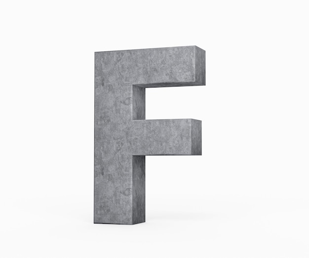 3D Concrete Hoofdletter F Alfabet F Gemaakt Van Grijze Concrete Steen Witte Achtergrond 3D Illustratie