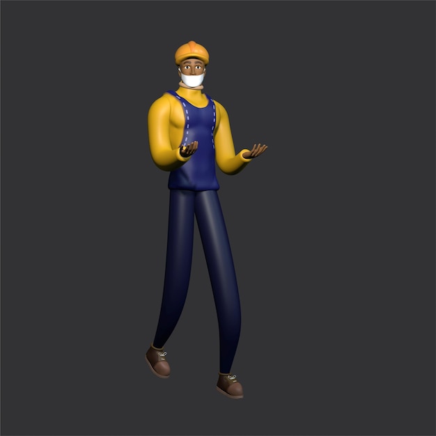 3d construction man character design render for construction man work 3 d character