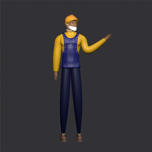 3d construction man character design render for construction man work 3 d character