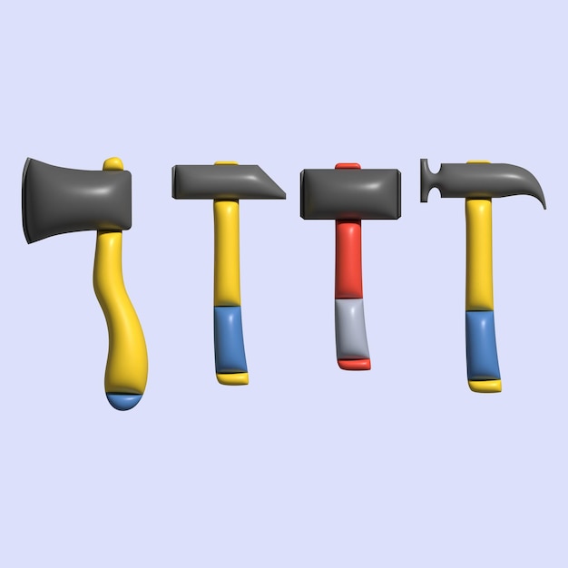 3D Construction Tool Asset with Light Background