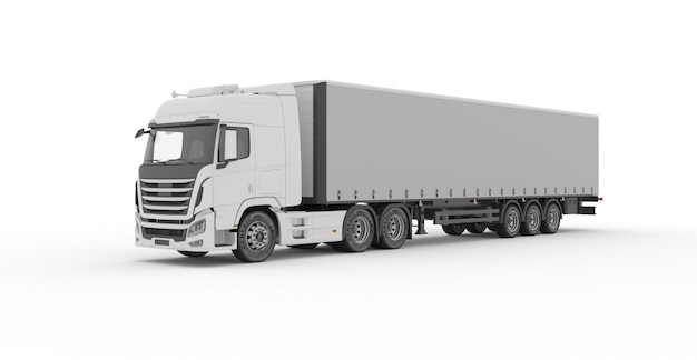 3D Container Truck mockup voor reclame geïsoleerd op een witte achtergrond