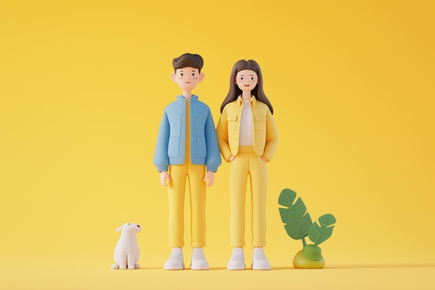 3d couple concept illustration