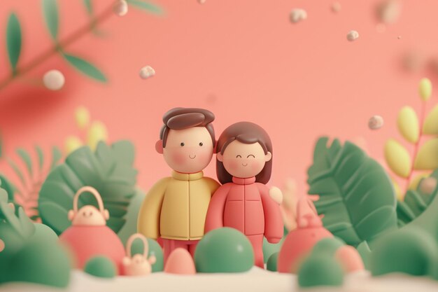 3d couple concept illustration