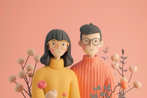 3d couple concept illustration