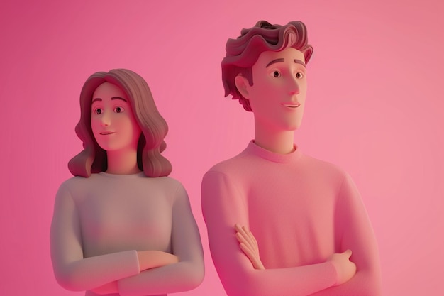 3d couple concept illustration