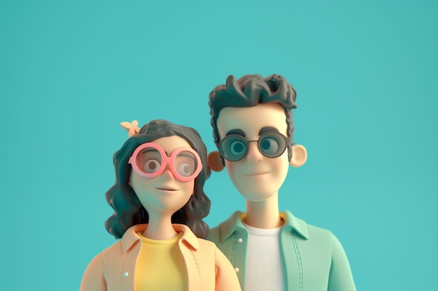 3d couple concept illustration