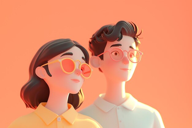 3d couple concept illustration