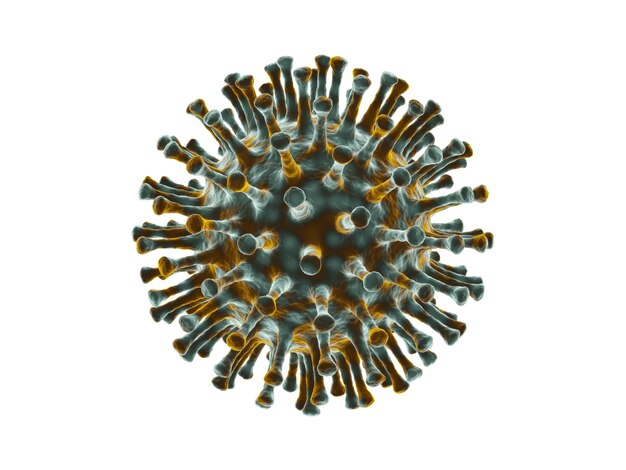 Virus 3d covid-19 isolato su sfondo bianco. tracciato di ritaglio. Foto Premium