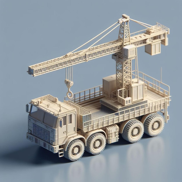 3d crane modeling with gray background 3d rendered