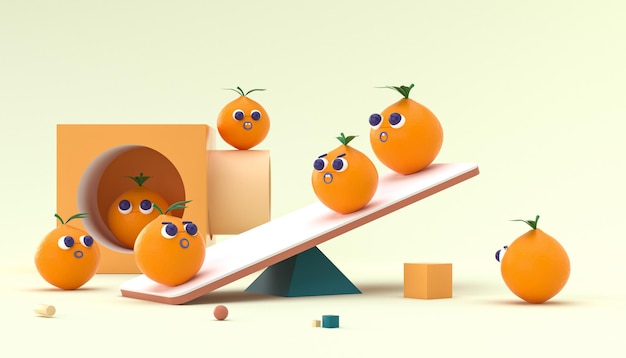 3d Creative Cartoon Orange