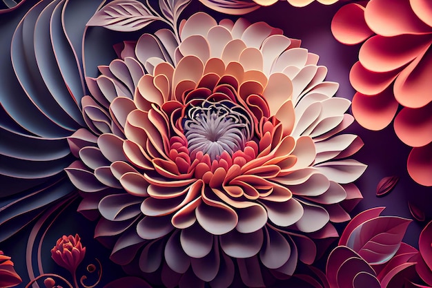 3D creative flower backdrop soft light Generative ai