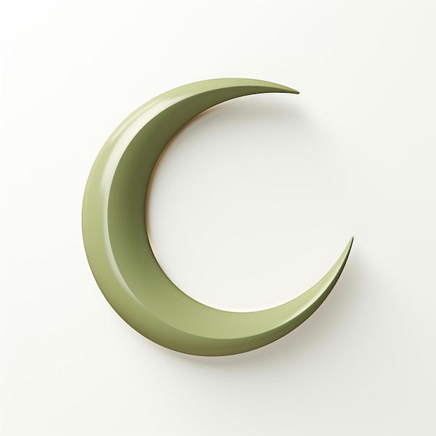 Photo 3d crescent letter symbol illustration in khaki on white background