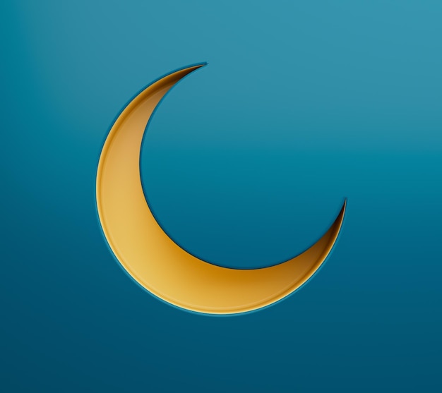 3D crescent moon background for Muslim community festival Like Ramadan celebration