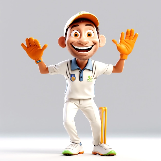 3d cricket cartoon man by ai generator