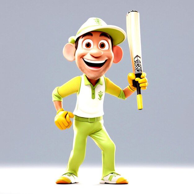 3d cricket cartoon man by ai generator