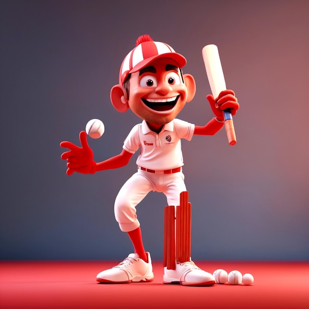 3d cricket cartoon man by ai generator