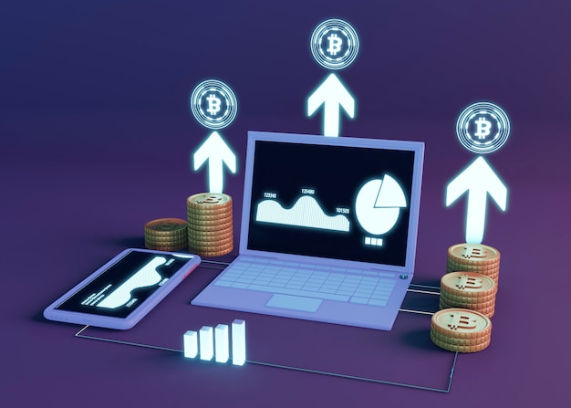 Progettazione di rendering di criptovaluta 3d