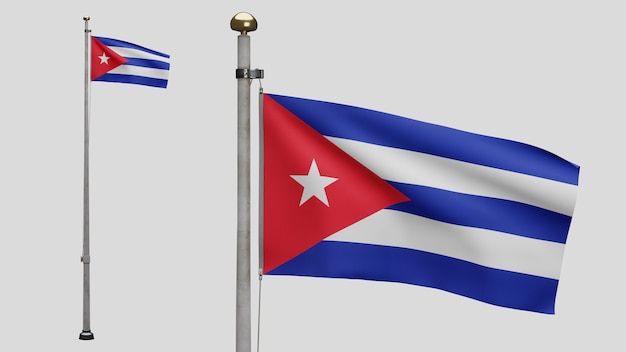 3D, Cubaanse vlag die op wind golven. Close up van Cuba banner waait, zacht en glad zijde. Doek stof textuur vlag achtergrond. Gebruik het voor het concept van nationale dag en landgelegenheden.