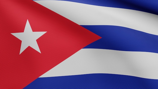 3D, Cubaanse vlag die op wind golven. Close up van Cuba banner waait, zacht en glad zijde. Doek stof textuur vlag achtergrond.